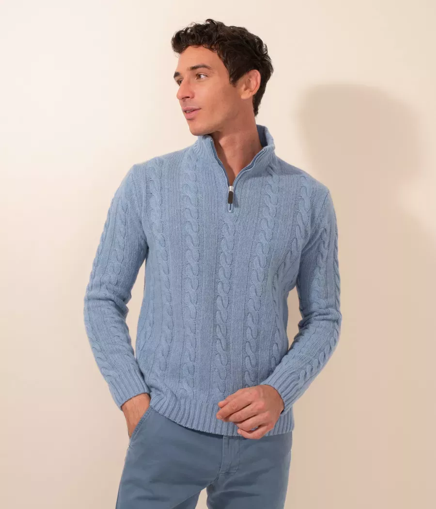 Men's cable-knit zip-neck jumper - Sweaters and cardigans | Kiwi Saint Tropez