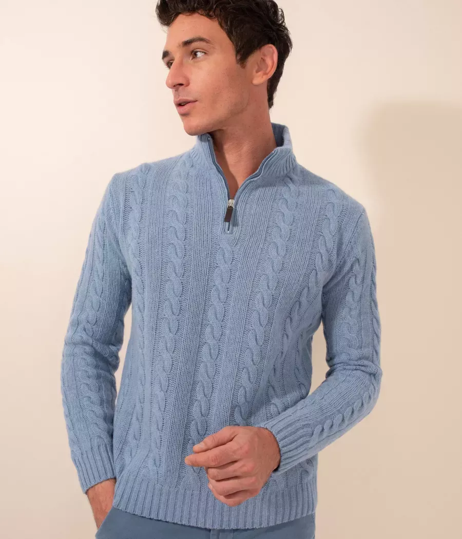 Men's cable-knit zip-neck jumper - Sweaters and cardigans | Kiwi Saint Tropez