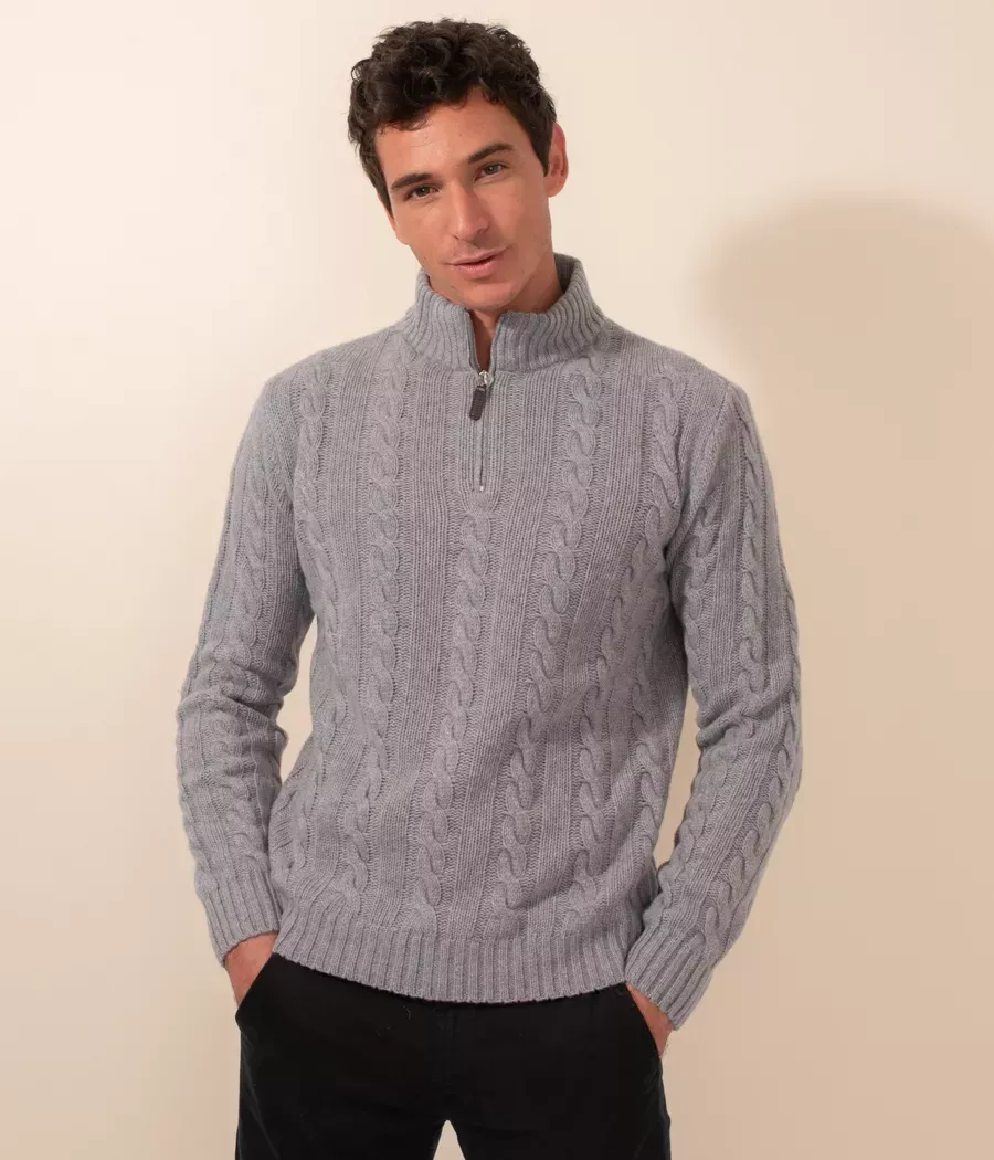 Men's cable-knit zip-neck jumper - Sweaters and cardigans | Kiwi Saint Tropez