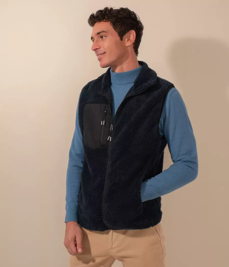 Sleeveless sherpa jacket for men