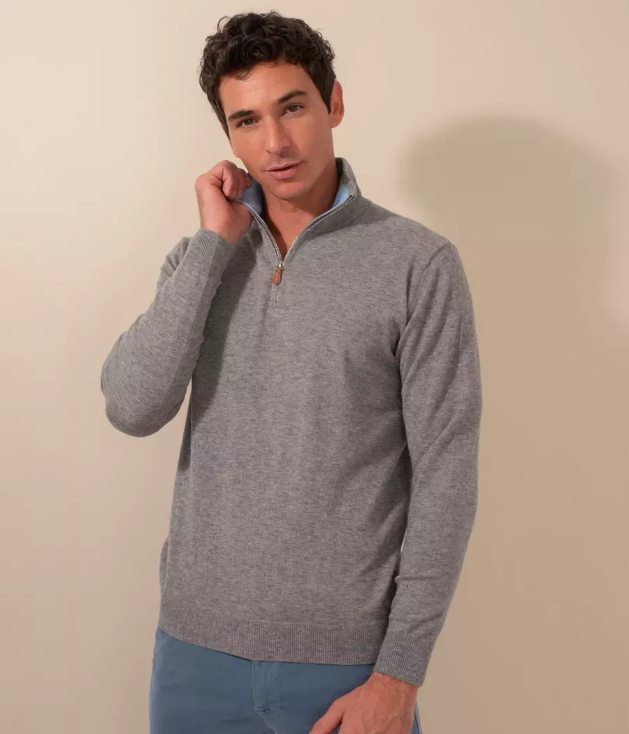 Men's zip-neck jumper