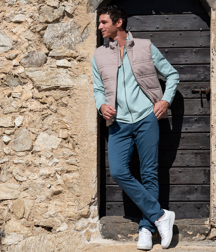 Tweed mouwloos gewatteerd herenjack - Jassen | Kiwi Saint Tropez