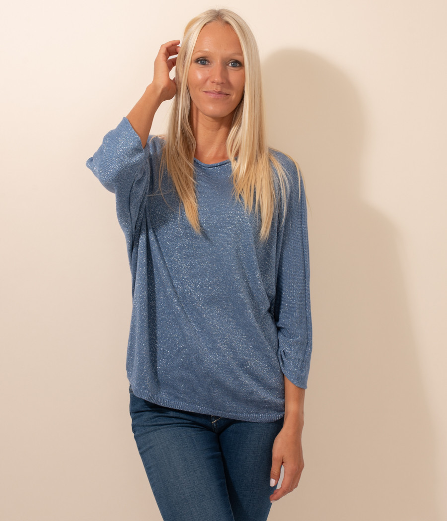 Women's lurex round neck top