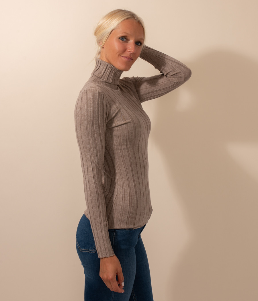 Pull femme col roulé côtelé Melanie | Kiwi Saint Tropez