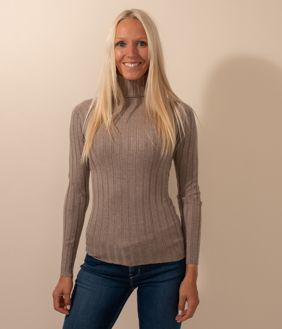 Pull femme col roulé côtelé Melanie | Kiwi Saint Tropez