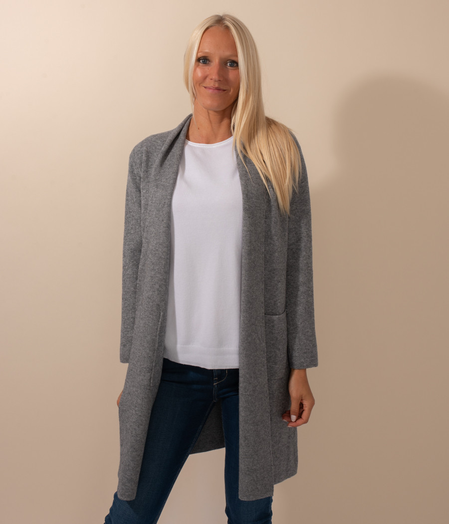 Women's long waistcoat with Louise pocket - Sweaters and cardigans | Kiwi Saint Tropez