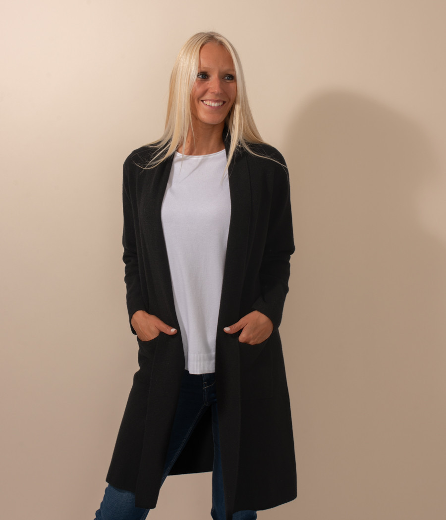 Gilet femme long poche Louise | Kiwi Saint Tropez