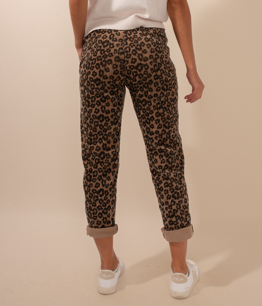 Pantalon femme velours léopard | Kiwi Saint Tropez