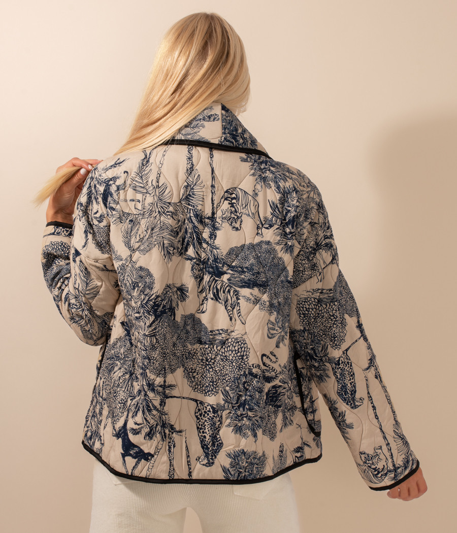 Veste femme matelassée motifs jungle | Kiwi Saint Tropez