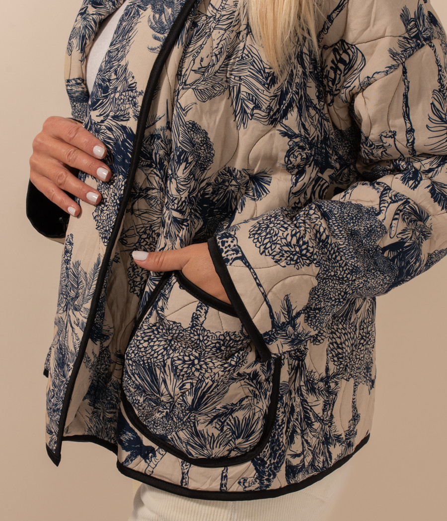 Veste femme matelassée motifs jungle | Kiwi Saint Tropez