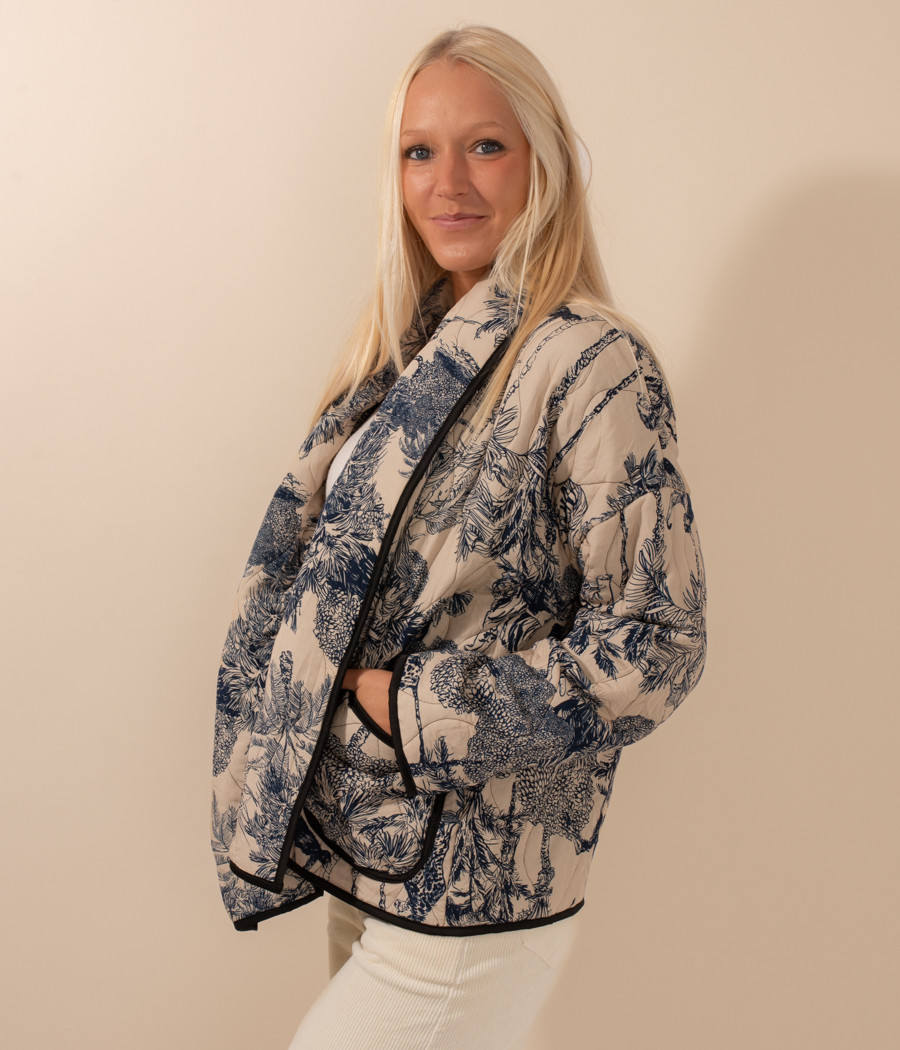 Veste femme matelassée motifs jungle | Kiwi Saint Tropez