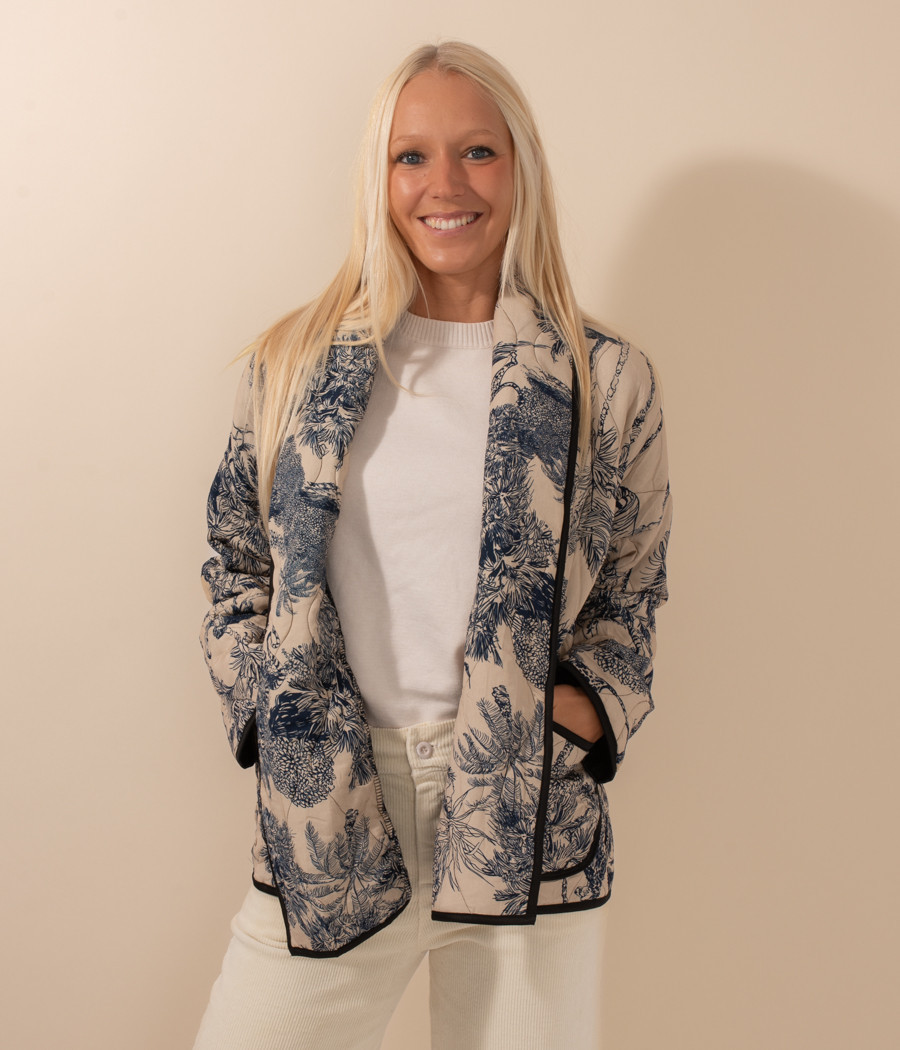 Veste femme matelassée motifs jungle | Kiwi Saint Tropez