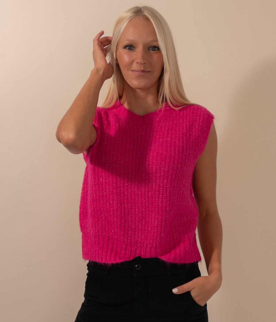 Women's plain Rose sleeveless jumper