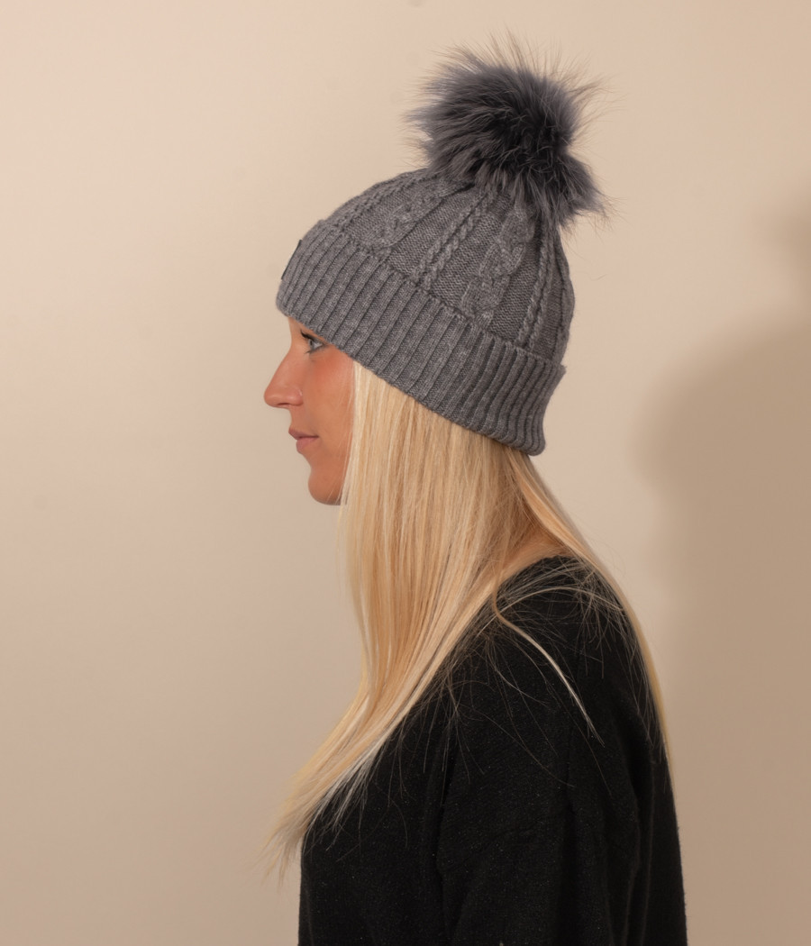 Bonnet femme badge gris | Kiwi Saint Tropez