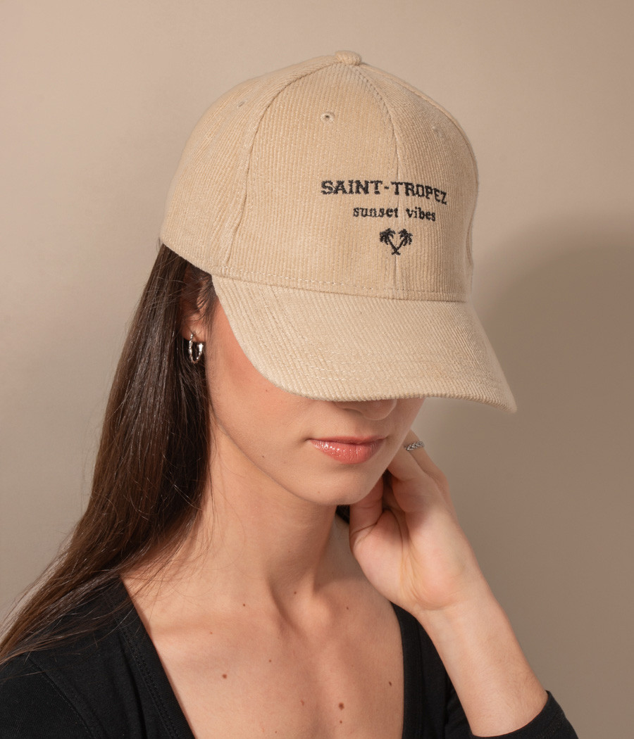 Casquette velours côtelé brodée fin | Kiwi Saint Tropez