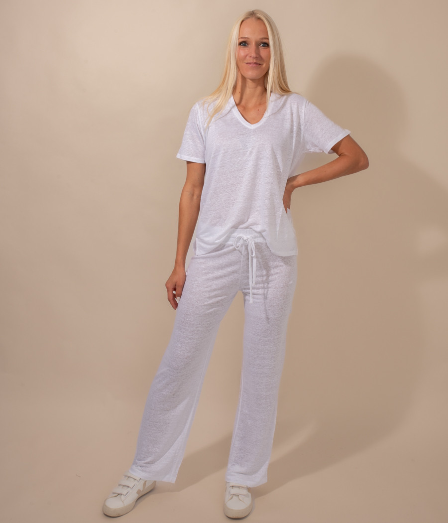 Women's satin linen trousers - Pantalons | Kiwi Saint Tropez