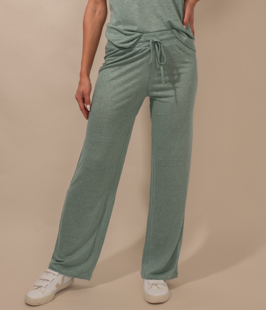 Women's satin linen trousers - Pantalons | Kiwi Saint Tropez