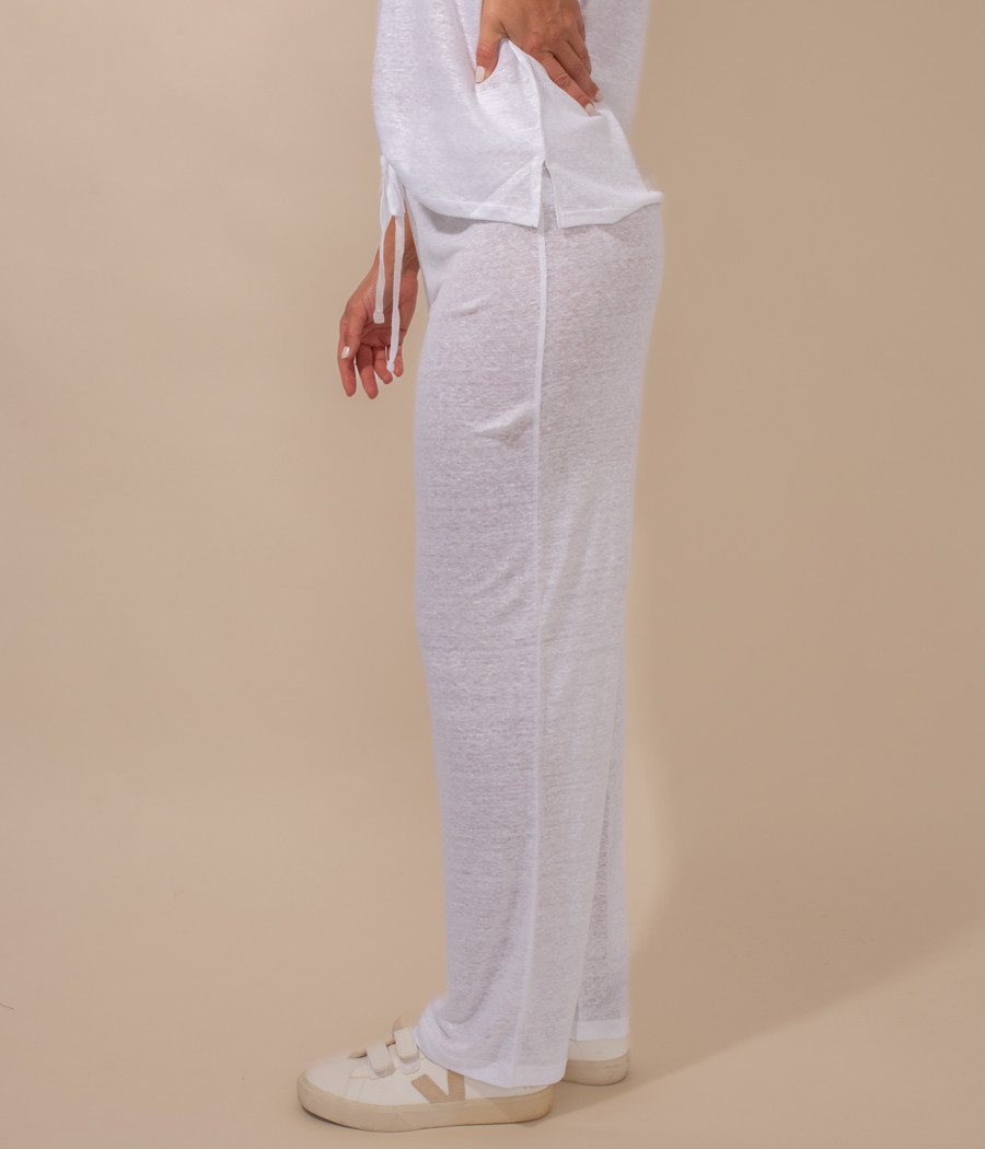 Women's satin linen trousers - Pantalons | Kiwi Saint Tropez