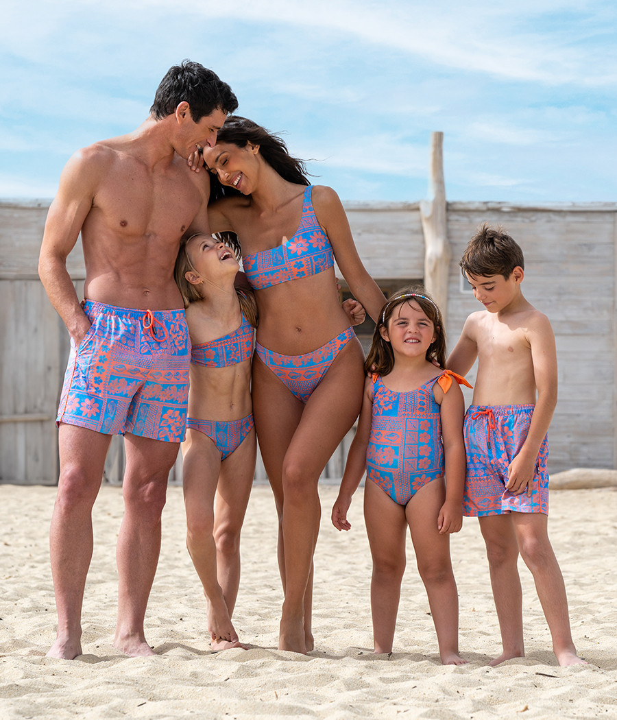 Maillot 2 pièces fille mono bretelle Hawaï | Kiwi Saint Tropez