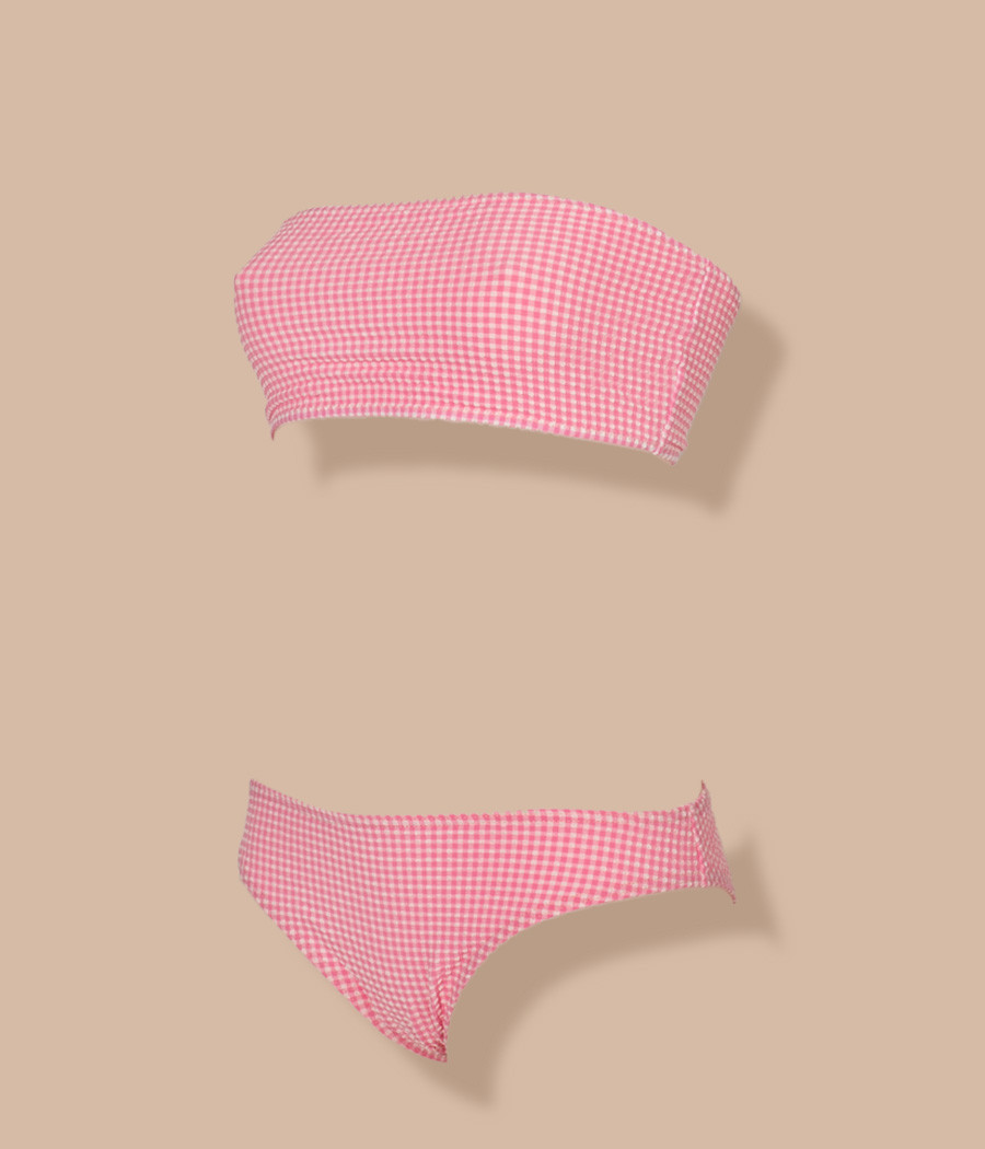 Maillot 2 pièces fille bandeau Vichy | Kiwi Saint Tropez