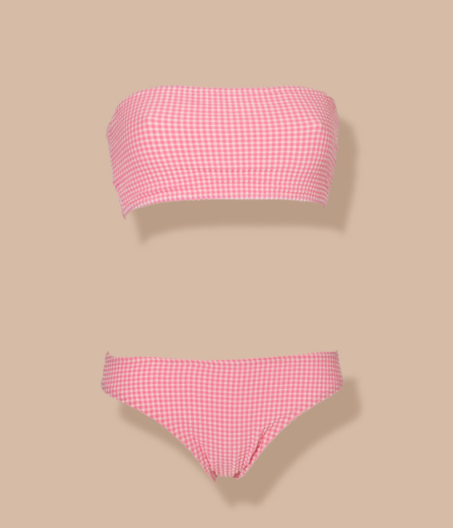 Maillot 2 pièces fille bandeau Vichy | Kiwi Saint Tropez