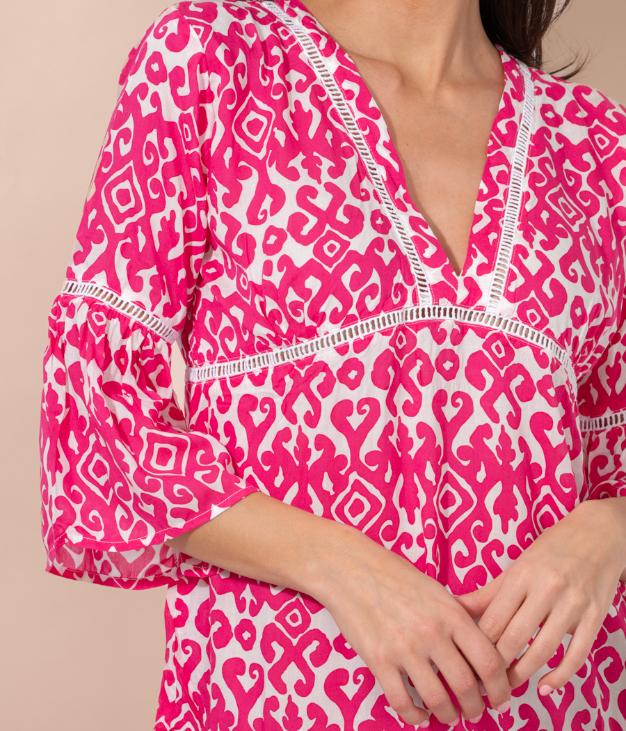 Women's short Bali Ikat tunic - Tunics | Kiwi Saint Tropez